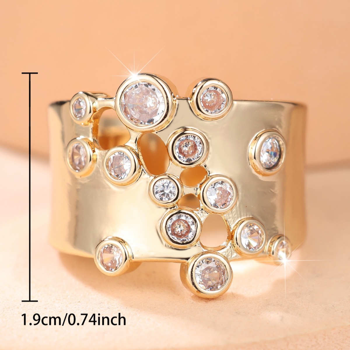 Women's Unique Openwork Bubble Ring, Geometric Statement
